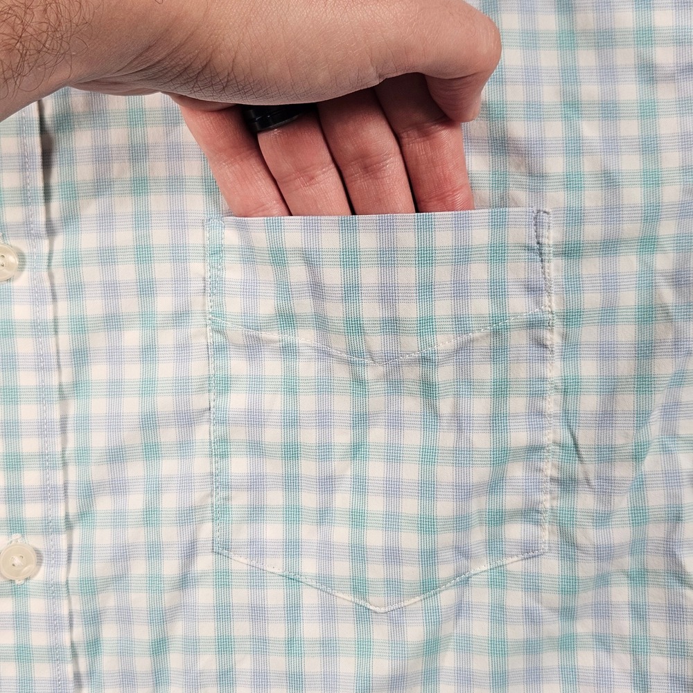 UNTUCKit Button Up Shirt Mens XXL Blue Gingham Check Nylon Performance Pocket - Picture 5 of 10